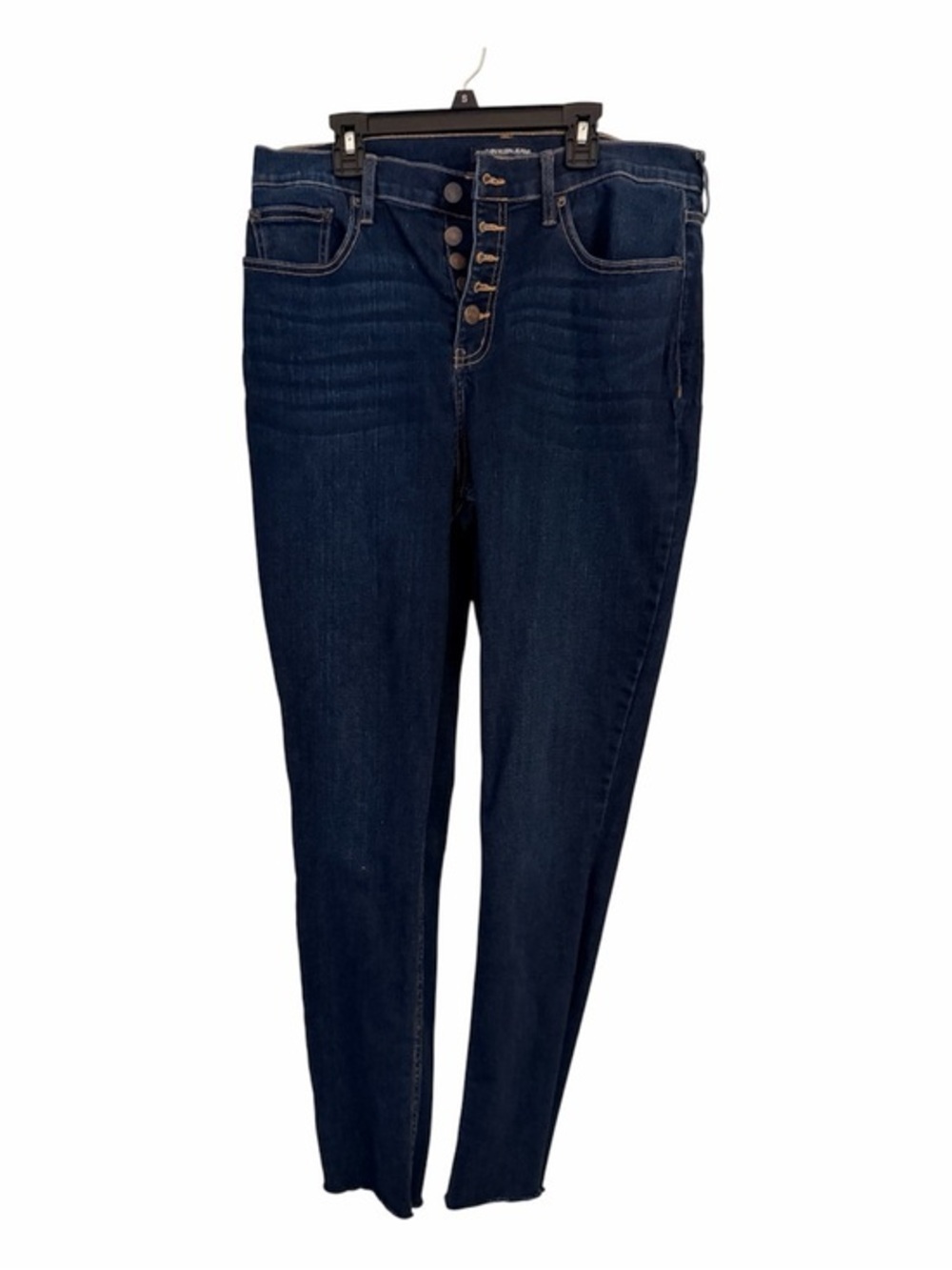 CALVIN KLEIN JEANS 32 Repreve Button Fly Dark Wash Skinny Jeans Raw Hem